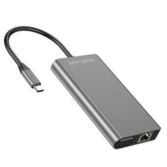 4smarts HUB 8w1 DeX-läge 2xUSB-A 3.0/USB-C/HDMI/SD/VGA/Ethernet/Jack 3.5mm grå 458723