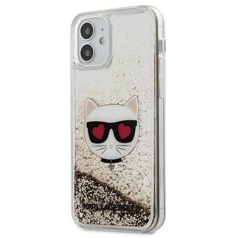 Karl Lagerfeld KLHCP12SLCGLGO iPhone 12 mini 5,4" guld hårt skal Liquid Glitter Choupette