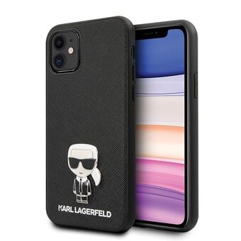 Karl Lagerfeld KLHCP12SIKMSBK iPhone 12 mini 5,4" svart/svart hårt skal Saffiano Ikonik Metall