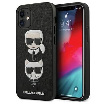 Karl Lagerfeld KLHCP12SSAKICKCBK iPhone 12 mini 5,4" svart hårt skal Saffiano Ikonik Karl & Choupette Head