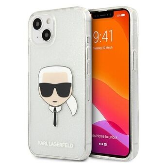 Karl Lagerfeld iPhone 13 Mini Silver Hårt Fodral Glitter Karl`s Head