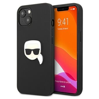 Karl Lagerfeld KLHCP13SPKMK iPhone 13 mini 5,4" svart/svart hårt skal i läder Ikonik Karl\'s Head Metall