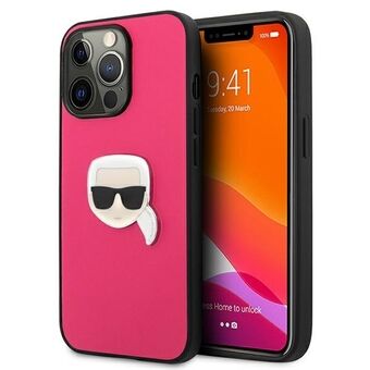 Karl Lagerfeld KLHCP13LPKMP iPhone 13 Pro / 13 6,1" rosa/pink hårt skal Läder Ikonik Karl\'s Huvud Metall