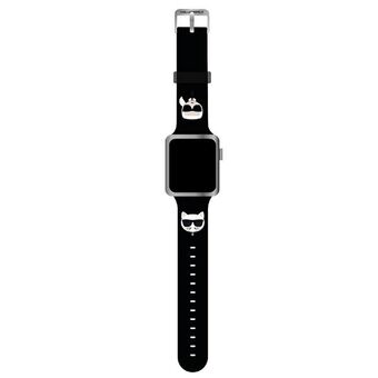 Karl Lagerfeld Pasek KLAWMSLCKK Apple Watch 38/40/41mm svart/svart band Silikon Karl & Choupette Heads