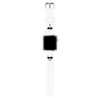 Karl Lagerfeld Pasek KLAWMSLCKW Apple Watch 38/40/41mm vit/vit rem Silikon Karl & Choupette Heads