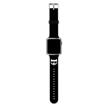 Karl Lagerfeld Pasek KLAWMSLCK Apple Watch 38/40/41mm svart/svart armband Silikon Choupette Heads