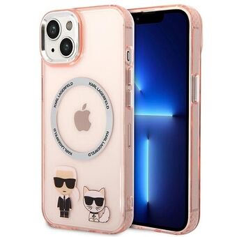 Karl Lagerfeld KLHMP14SHKCP iPhone 14 / 15 / 13 6,1" hårdskal rosa/pink Karl & Choupette Aluminium Magsafe