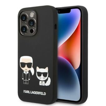 Karl Lagerfeld KLHMP14LSSKCK iPhone 14 Pro 6.1" hårdfodral svart/svart flytande silikon Karl & Choupette Magsafe