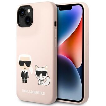 Karl Lagerfeld KLHMP14SSSKCI iPhone 14 / 15 / 13 6,1" hårdfodral ljusrosa/ljusrosa Silikon Karl & Choupette Magsafe