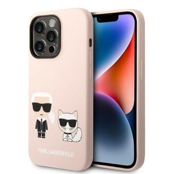 Karl Lagerfeld KLHMP14XSSKCI iPhone 14 Pro Max 6,7" hårdfodral ljusrosa/rosa Silikon Karl & Choupette Magsafe