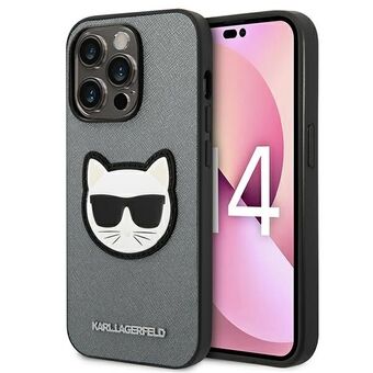 Karl Lagerfeld KLHCP14LSAPCHG iPhone 14 Pro 6.1" hårdfodral silver/silver Saffiano Choupette Head Patch