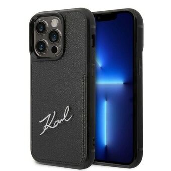 Karl Lagerfeld KLHCP14LCSSK iPhone 14 Pro 6,1" hårt skal svart/svarta Signature Logo Cardslot