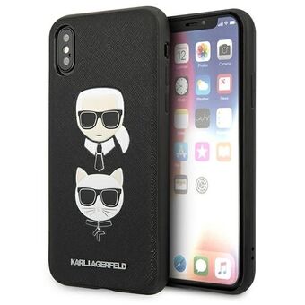 Karl Lagerfeld KLHCPXSAKICKCBK iPhone X/XS svart/svart hårdfodral Saffiano Karl&Choupette Head