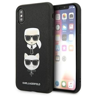 Karl Lagerfeld KLHCI65SAKICKCBK iPhone XS Max svart/svart hårdfodral Saffiano Karl&Choupette Head