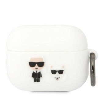 Karl Lagerfeld KLACAPSILKCW AirPods Pro skydd, vit/vit Silikon Karl & Choupette.