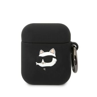 Karl Lagerfeld KLA2RUNCHK AirPods 1/2-fodral czarny/svart Silicon Choupette Huvud 3D