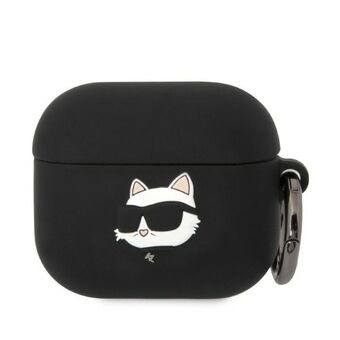 Karl Lagerfeld KLA3RUNCHK AirPods 3-skal svart/silikon med Choupette-huvud i 3D