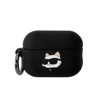 Karl Lagerfeld KLAP2RUNCHK AirPods Pro 2 (2022/2023) omslag czarny/svart silikon Choupette huvud 3D.