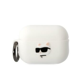 Karl Lagerfeld KLAP2RUNCHH AirPods Pro 2 (2022/2023) fodral vit Silicone Choupette Head 3D