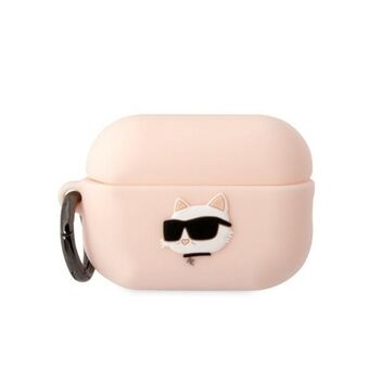 Karl Lagerfeld KLAP2RUNCHP AirPods Pro 2 fodral rosa/rosa Silikon Choupette Head 3D