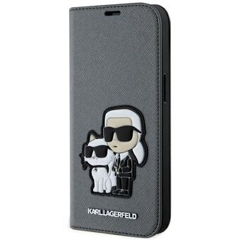 Karl Lagerfeld KLBKP14SSANKCPG iPhone 14 6.1" hylla silver/silver Saffiano Karl & Choupette