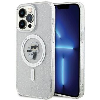 Karl Lagerfeld KLHMP15XHGKCNOT iPhone 15 Pro Max 6.7" transparent hårt skal Karl&Choupette Glitter MagSafe