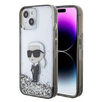 Karl Lagerfeld KLHCP15SLKKNSK iPhone 15 / 14 / 13 6.1" genomskinligt hårt skal med flytande glitter, Ikonik.