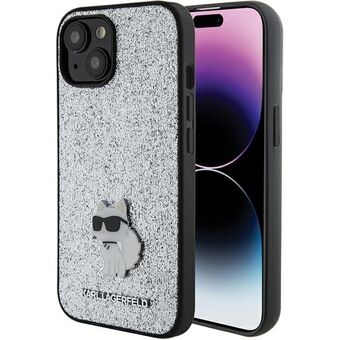 Karl Lagerfeld KLHCP15SGCNPSG iPhone 15 6.1" silver hårt skal Fast glitter Choupette-logo Metallnål