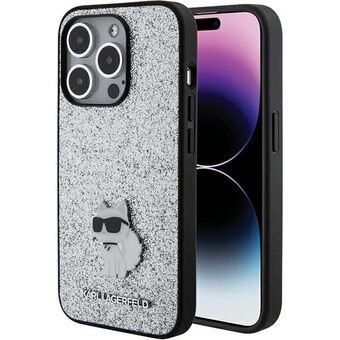 Karl Lagerfeld KLHCP15LGCNPSG iPhone 15 Pro 6.1" silver hårtui glitter Choupette logotyp metallnål