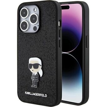 Karl Lagerfeld KLHCP15LGKNPSK iPhone 15 Pro 6.1" svart hardcase Fastglittrig Ikonik-logometallnypa.