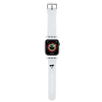 Karl Lagerfeld Pasek KLAWMSLCNH Apple Watch 38/40/41mm vit/vit rem 3D Gummi Choupette Heads