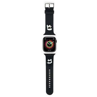 Karl Lagerfeld Pasek KLAWMSLKCNK Apple Watch 38/40/41mm svart/svart rem 3D gummi Karl&Choupette huvuden