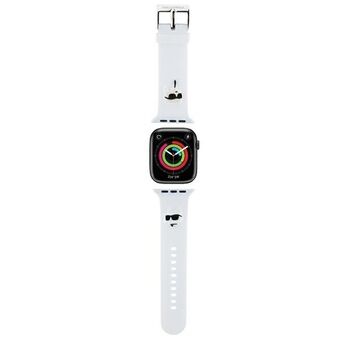 Karl Lagerfeld Pasek KLAWLSLKCNH för Apple Watch 42/44/45/49mm med vit/vitt rem i 3D-gummi med Karl&Choupette-huvuden.