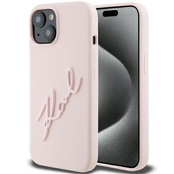 Karl Lagerfeld KLHCP15SSKSBMCP iPhone 15 6.1" rosa/hårt skal i silikon med Karl script.