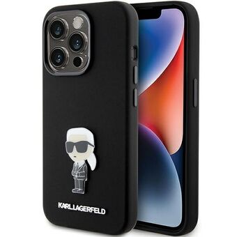 Karl Lagerfeld KLHCP15LSMHKNPK iPhone 15 Pro 6.1" svart/svart silikon Ikonik Metal Pin