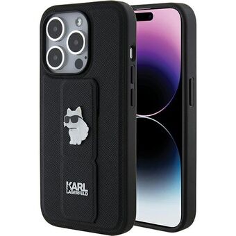 Karl Lagerfeld KLHCP15LGSACHPK iPhone 15 Pro 6,1" svart svart hardcase Gripstand Saffiano Choupette Pins.