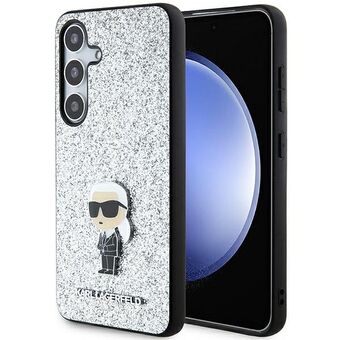 Karl Lagerfeld KLHCS24MGCNPSG S24+ S926 silver hardcase med fast glitter Ikonik-logotyp metallnål.