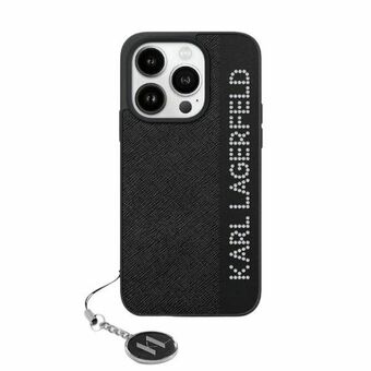 Karl Lagerfeld KLHCP15SPSAKDGCK iPhone 15 / 14 / 13 6.1" svart hårt skal Saffiano Rhinestones & Charm