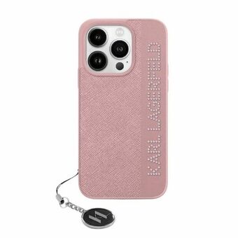 Karl Lagerfeld KLHCP15LPSAKDGCP iPhone 15 Pro 6.1" rosa/hårt skal Saffiano Rhinestones & Charm