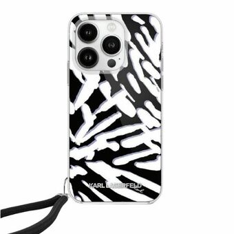 Karl Lagerfeld KLHCP15SHZBPKCCK iPhone 15 / 14 / 13 6.1" svart svart hårt skal IML Zebra mönster & snodd