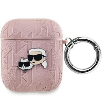 Karl Lagerfeld KLA2PGKCPP AirPods 1/2-skal rosa Monogram Karl & Choupette Head