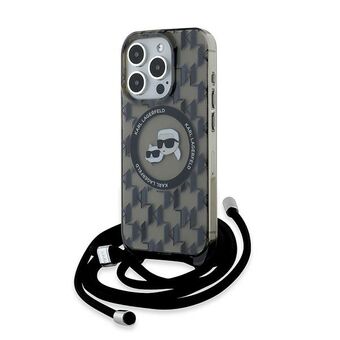 Karl Lagerfeld KLHMP15LHCKCKLCK iPhone 15 Pro 6.1" svart hardcase IML Crossbody Monogram Karl & Choupette Head MagSafe