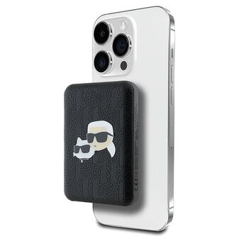 Karl Lagerfeld Powerbank indukcyjny KLPB5FPGKSKCHK 15W 5000mAh svart/black Karl&Choupette Head Pin MagSafe