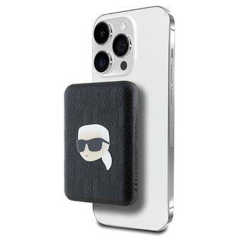 Karl Lagerfeld Powerbank indukcyjny KLPB5FPGKSKIHK 15W 5000mAh svart/black Karl Head Pin MagSafe