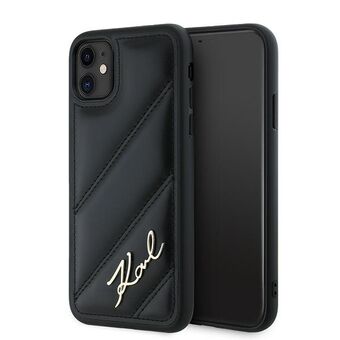 Karl Lagerfeld KLHCN61PQDSMGK iPhone 11 / Xr 6.1" svart/svart hårdfodral Diagonal Quilted Script