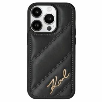 Karl Lagerfeld KLHCP13MPQDSMGK iPhone 13 6.1" svart hårdskal Diagonal Quilted Script