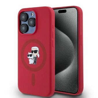 Karl Lagerfeld KLHMP15LSCMKCRHR iPhone 15 Pro 6,1" röd/red hårt skal silikon KC Heads Ring MagSafe