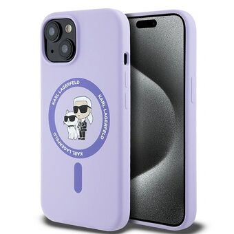 Karl Lagerfeld KLHMP15SSCMKCRHU iPhone 15 6.1" lila/purpur hårdskal Silikon Karl & Choupette Heads Ring MagSafe