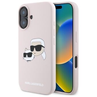 Karl Lagerfeld KLHMP16SSKCHPPLP iPhone 16 6.1" rosa/pink hårt skal Silikon Dubbelhuvudstryck MagSafe