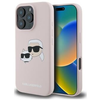 Karl Lagerfeld KLHMP16LSKCHPPLP iPhone 16 Pro 6.3" rosa/pink hårdskal Silikon Dubbla Huvuden Tryck MagSafe